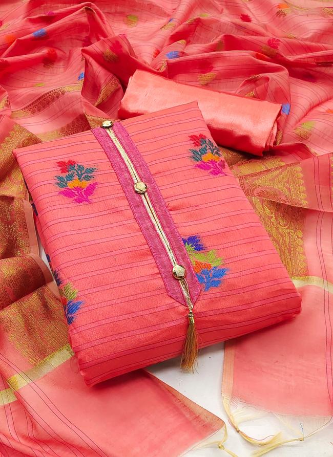 Banarasi Jacquard Dark Pink Festival Wear Weaving Dress Material